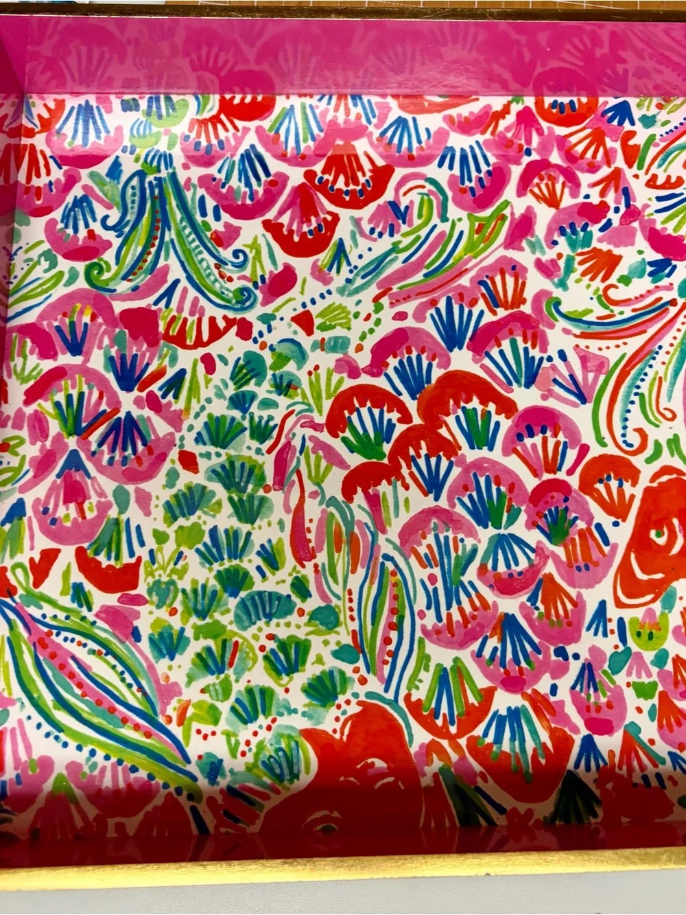 Lilly Pulitzer Vibrant Pink Multi Floral Tray